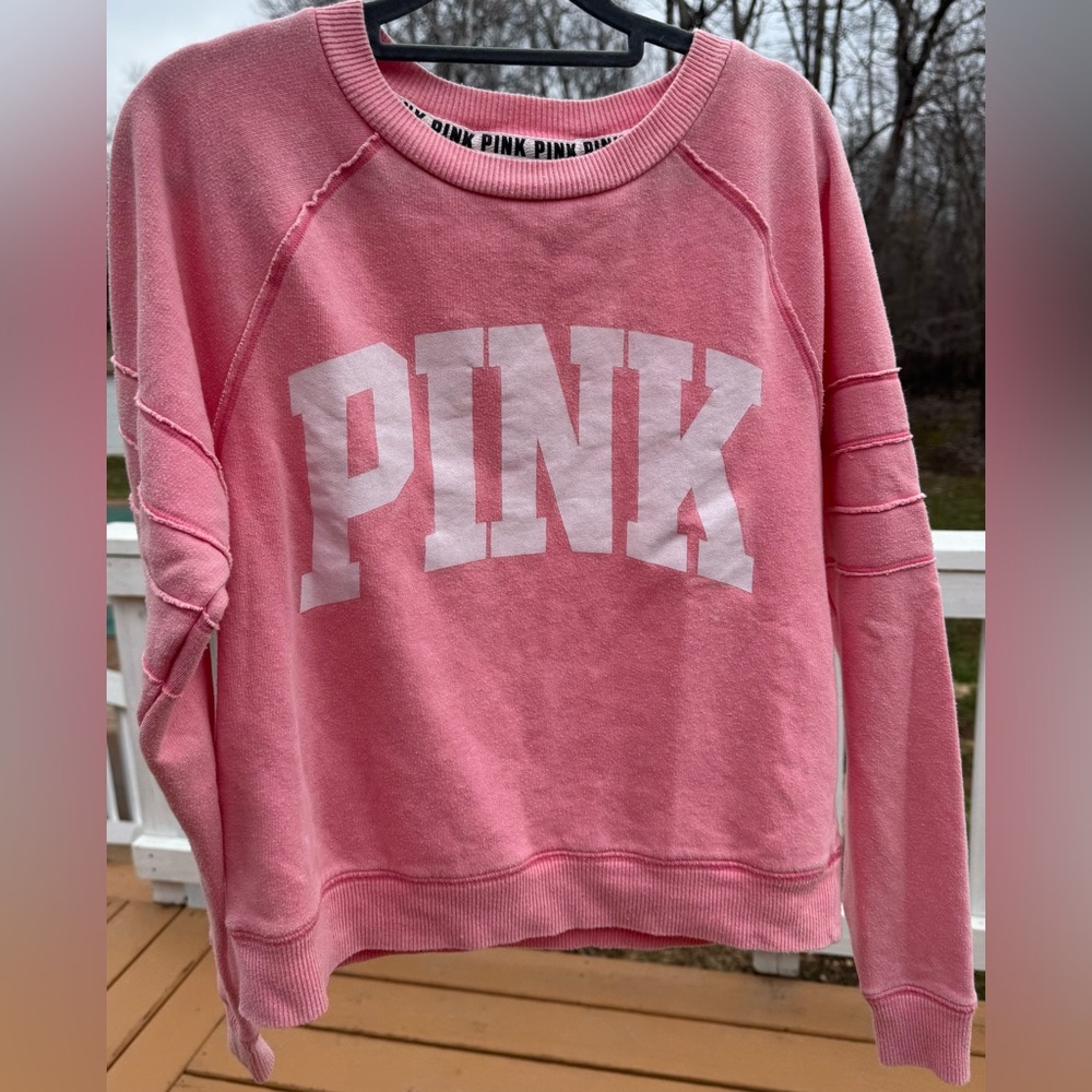 PINK Victoria’s Secret Sweatshirt XS Pink Logo Crewneck Cozy Lounge Pullover